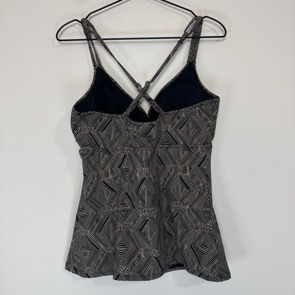 Garnet Hill Geometric Print Tankini Top 14 - Picture 3 of 6